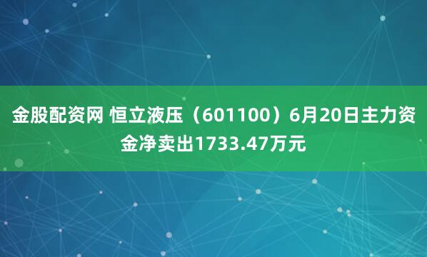 金股配资网 恒立液压（601100）6月20日主力资金净卖出1733.47万元